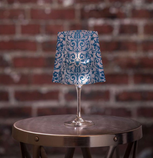 Cha Cha Blue Wine Glass Shade Luminary set of 4