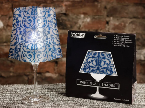 Cha Cha Blue Wine Glass Shade Luminary set of 4 LED