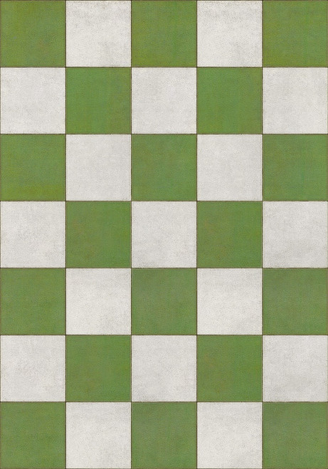 Classic Pattern 7 Check Please (lightly distressed) vinyl floor cloth sizes 21x30, 24x36, 30x42, 43x60, 48x67, 54x76