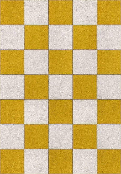 Classic Pattern 7 Check Yourself (lightly distressed) vinyl floor cloth sizes 21x30, 24x36, 30x42, 43x60, 48x67, 54x76