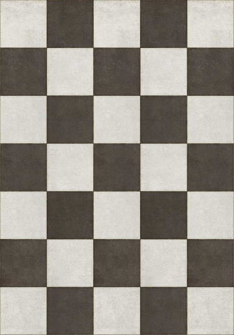 Classic Pattern 7 Checkered Past (lightly distressed) vinyl floor cloth sizes 21x30, 24x36, 30x42, 43x60, 48x67, 54x76