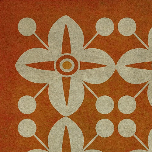 Pattern 3 The Poppy Field (lightly distressed) - vinyl floor cloth swatch