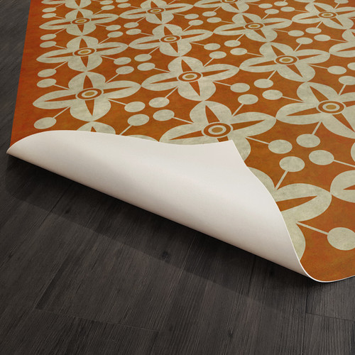 Classic Pattern 3 The Poppy Field (lightly distressed) - vinyl floor cloth underside 