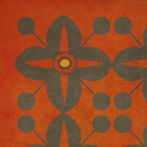 Classic Pattern 3 Red Rum (lightly distressed) - vinyl floor cloth swatch sample 