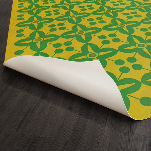 Classic Pattern 3 Follow the Yellow Brick Road lightly distressed vinyl floor cloth  underside 