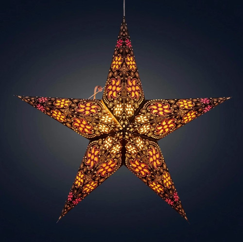 Siklon 5 Pointer 24" Black / White Paper Star Lantern Light Siklon 5 Pointer 24" Black / White Paper Star Lantern Light