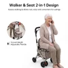 SectorCare Folding Shopping Rollator with Seat and Bag, Checked