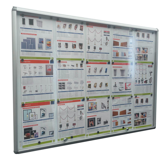 Lockable Notice board 15xA4 Indoor Whiteboard