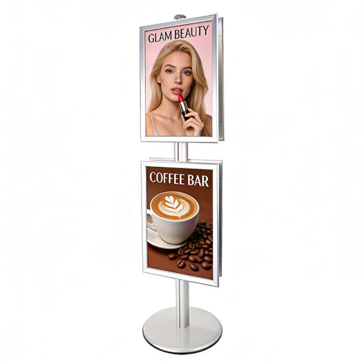 2x A2 Poster Stand - Double Sided With 32mm Heavy Duty Snap Frame