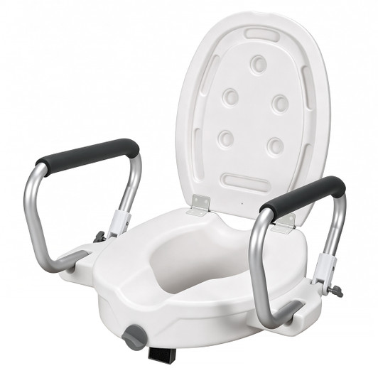 SectorCare Raised Toilet Seat with Flip-Up Armrests