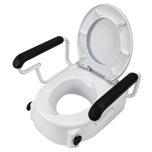 SectorCare Height-Adjustable Raised Toilet Seat with Flip-Up Armrests