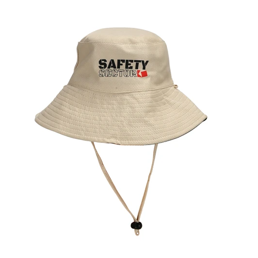 Safety Sector Reversible Wide Brim Bucket Hat 100% Cotton White Black Safety Sector Reversible Wide Brim Bucket Hat 100% Cotton White Black