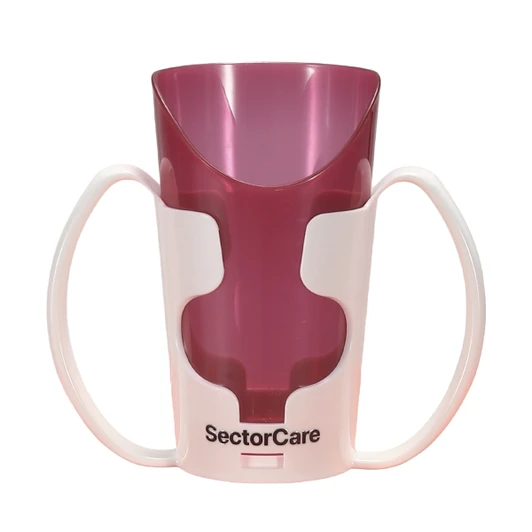 SectorCare Nosey Cup with Dual Handles 250mL Cut Out Rim Red