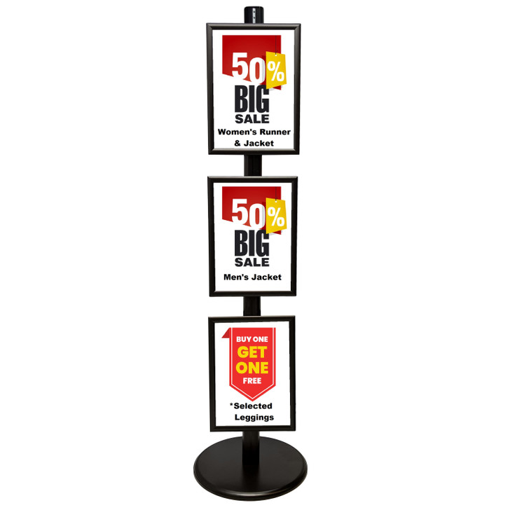 Black A3 Triple Poster Stand with Eco Frame – Single Sided