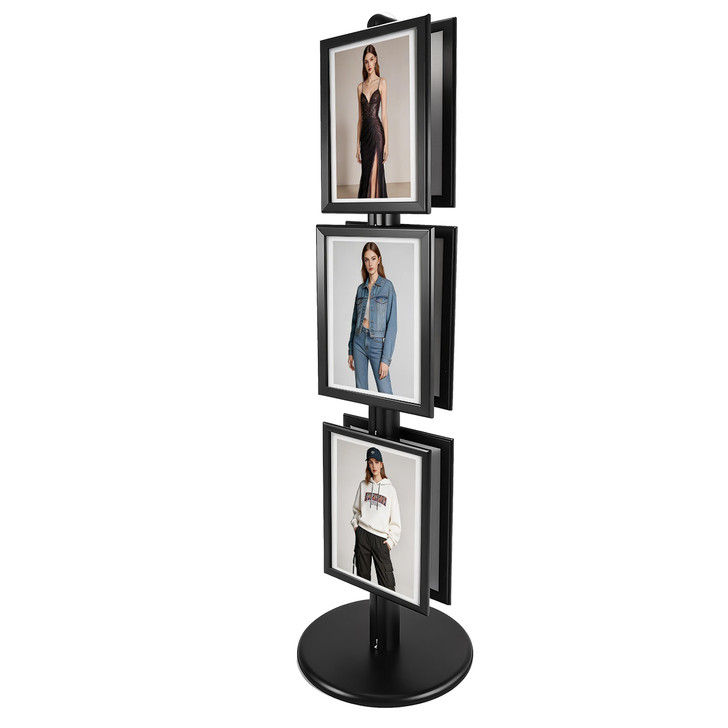3x A3 Poster Stand - Double Sided Black With 32mm Heavy Duty Snap Frame