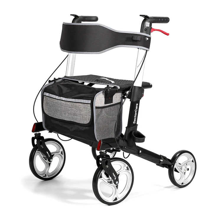 SectorCare GlideRoll Heavy Duty Rollator Walker - Black