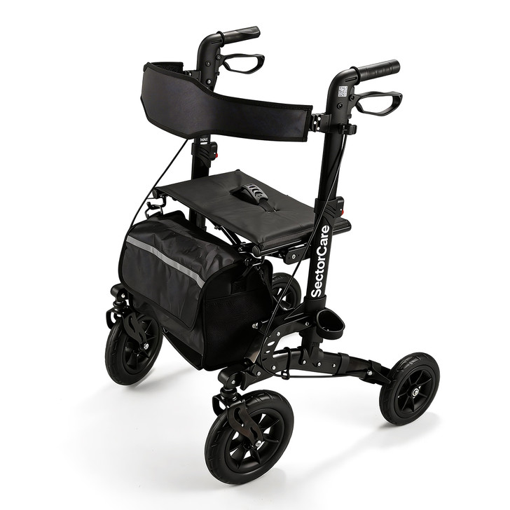 SectorCare TrailGlide Suspension Rollator Walker - Black