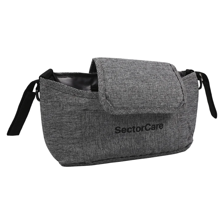 SectorCare Wheelchair Organiser Bag with Shoulder Strap – Grey