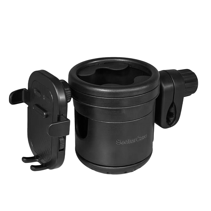 SectorCare 3-in-1 Rotating Cup & Phone Holder – Black