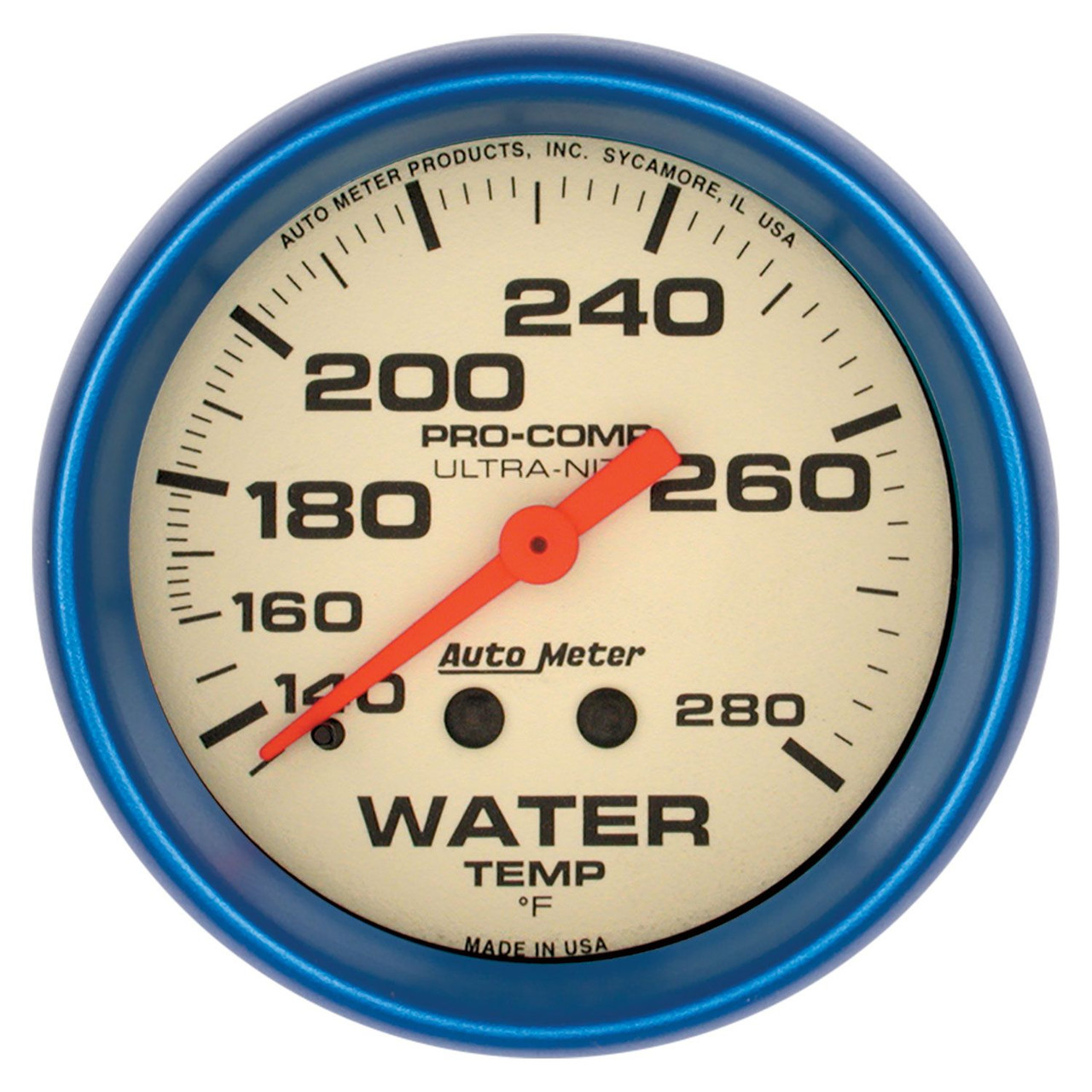 Auto Meter Ultra Nite Water Temp Gauge 140-280 Degrees