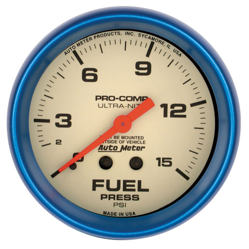 Auto Meter Ultra Nite Fuel Pressure Gauge 0-15 PSI