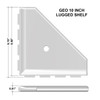 Geo Lugged Gray Polished Corner Shelf 10" (SBA19521)