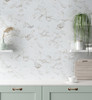 Enameled Glass Calacatta Gold Hexagon Room Scene Tiled Wall 