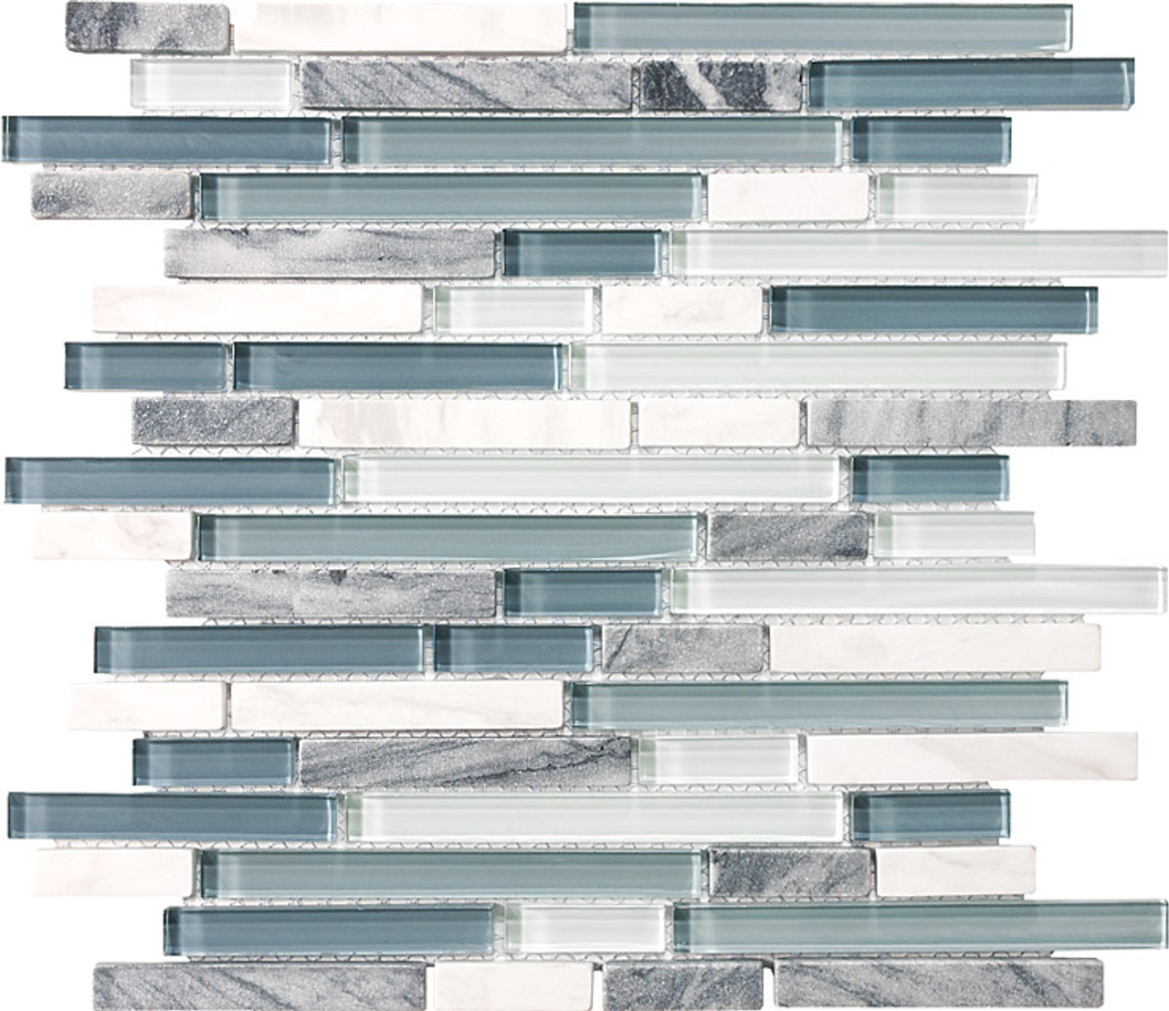 Waterfall Linear Glass and Metal Mosaic Tile Sample Swatch- 5x4