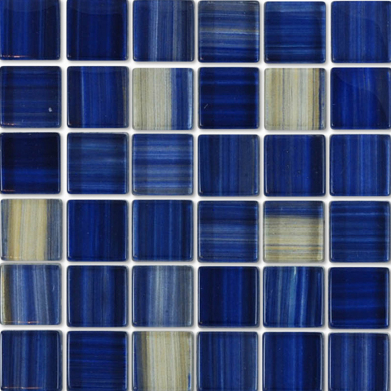 Brush Blue 1X1 Glass Mosaic Tile