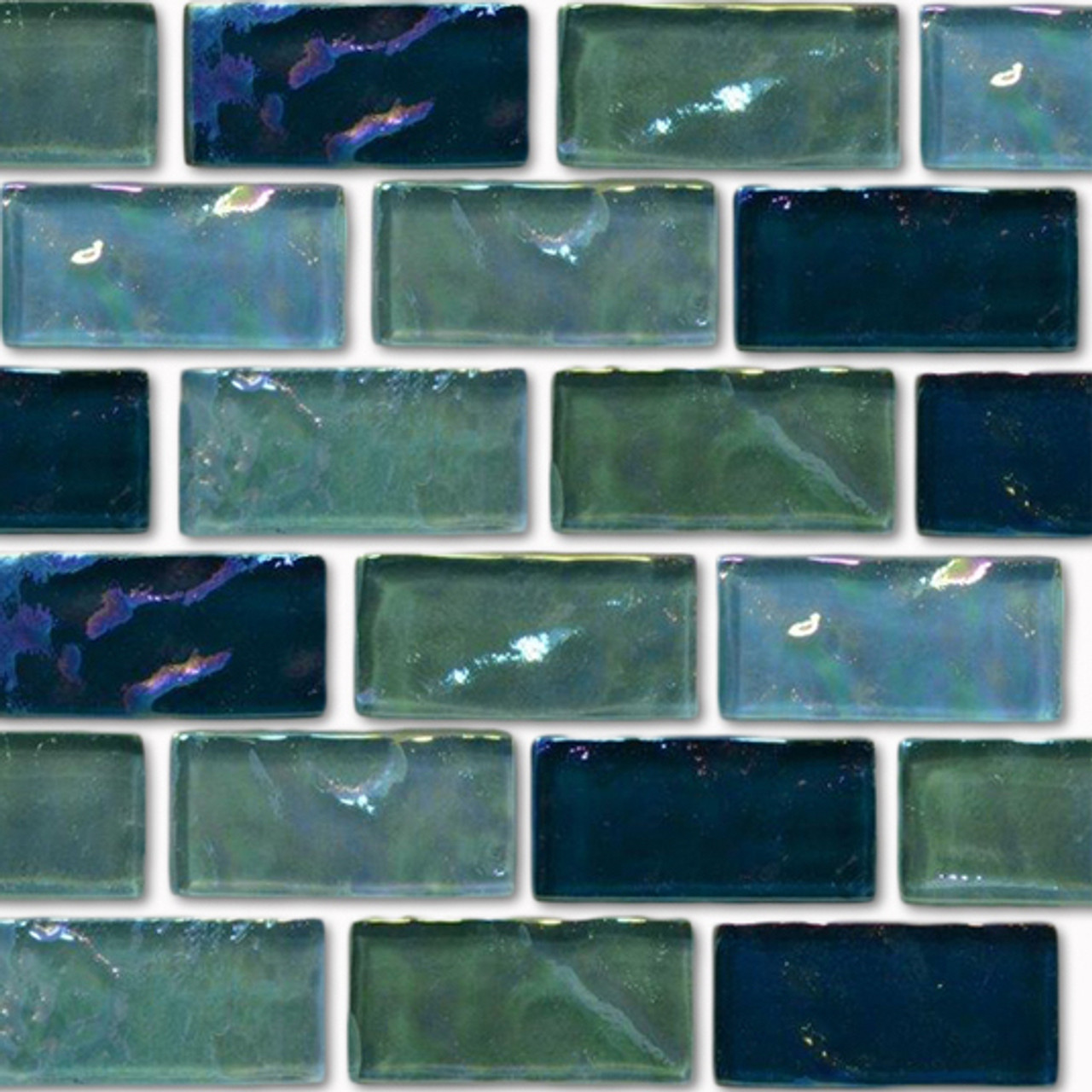 Blue Blend Glass Mosaic Tile 1x2