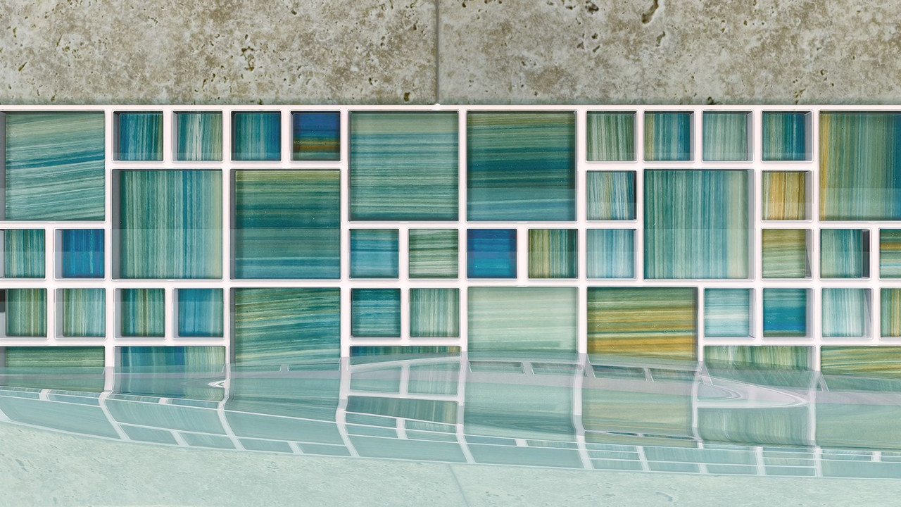Splash Neptune Blocks Emerald Mixed Mosaic 12x12Sheet - Tiles