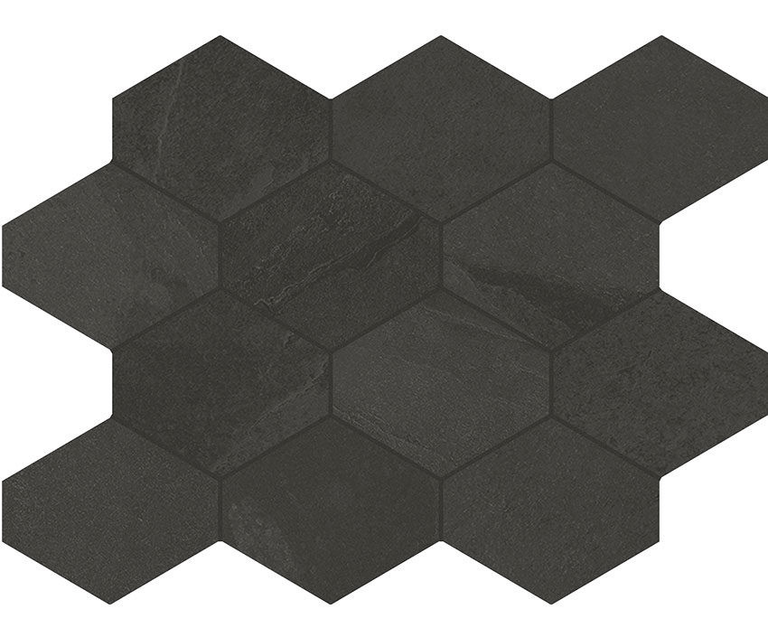 Brazilian Slate Rail Black Matte Hex Mosaic - Tiles Direct Store
