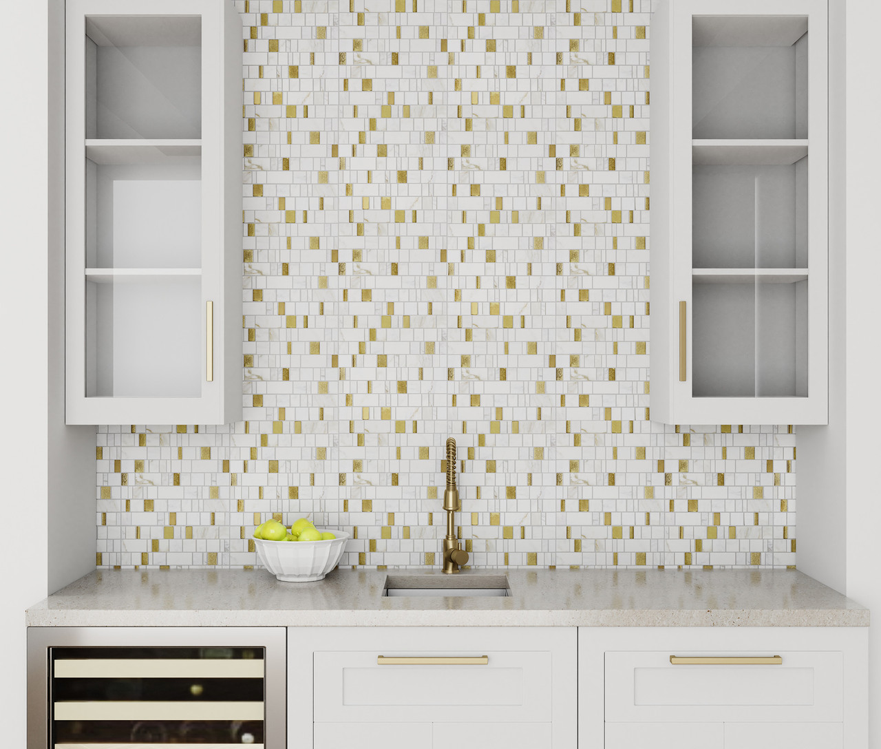 Dazzle Gold Bravado Mosaic 12x12 Sheet - Tiles Direct Store