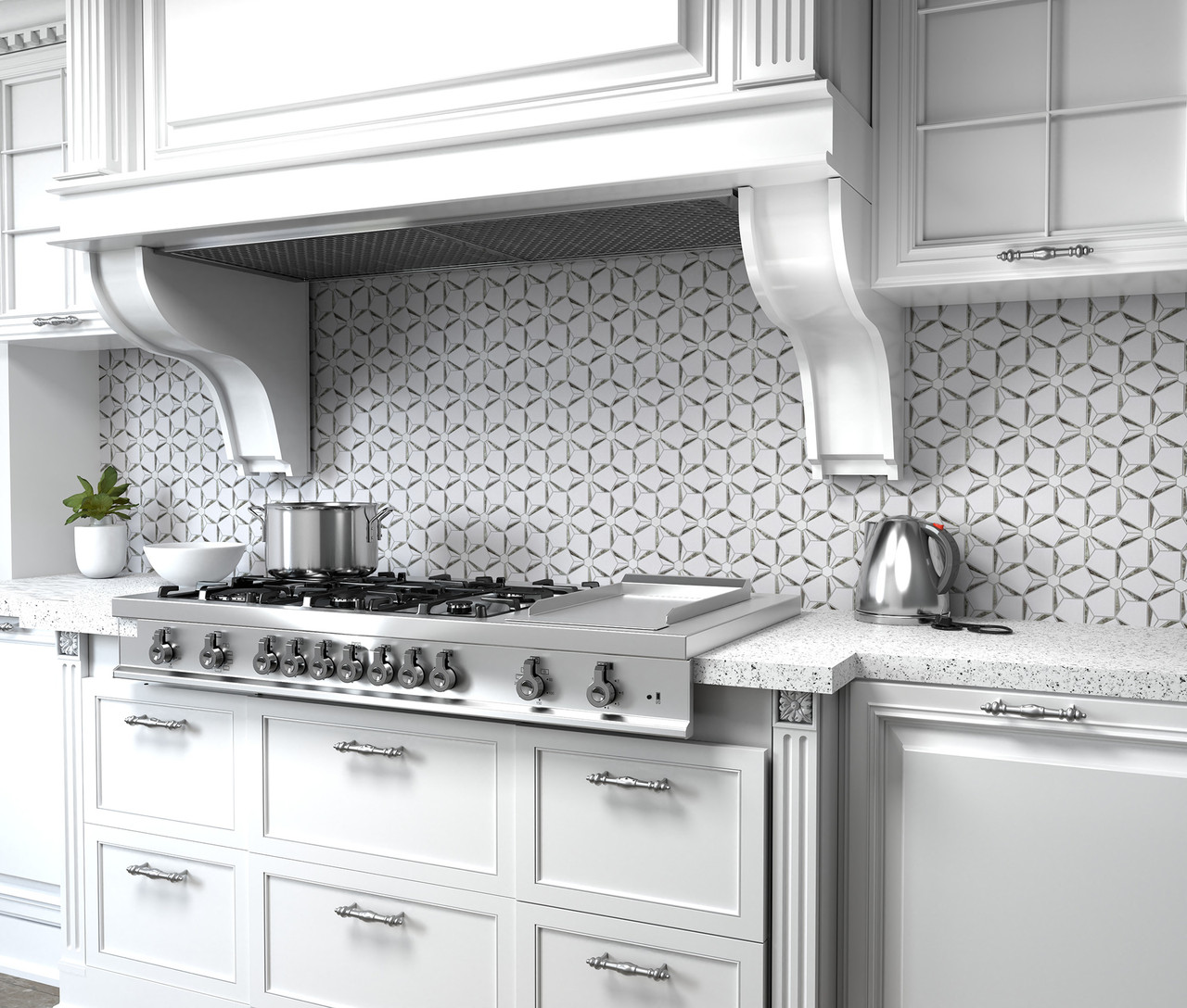 Dazzle Silver Kaleidoscope Mosaic 9x11 Sheet - Tiles Direct Store