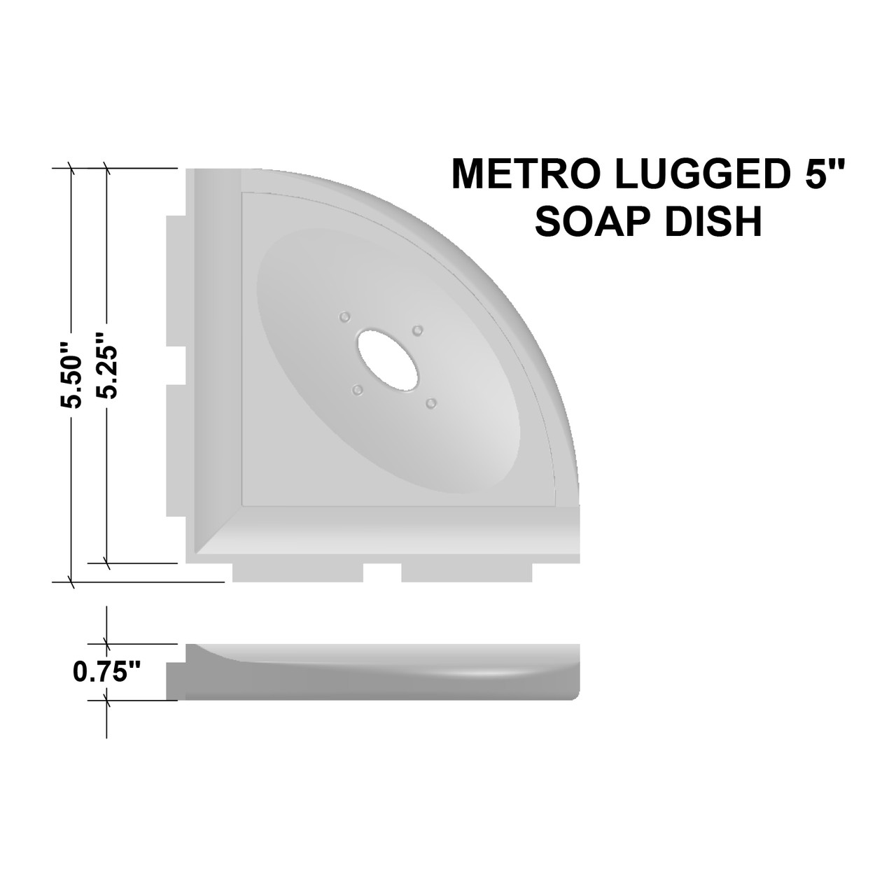 Questech Metro Lugged 5 inch Corner Shelf Soap Dish, Bright White Polished, Size: 5 Corner Soap Dish