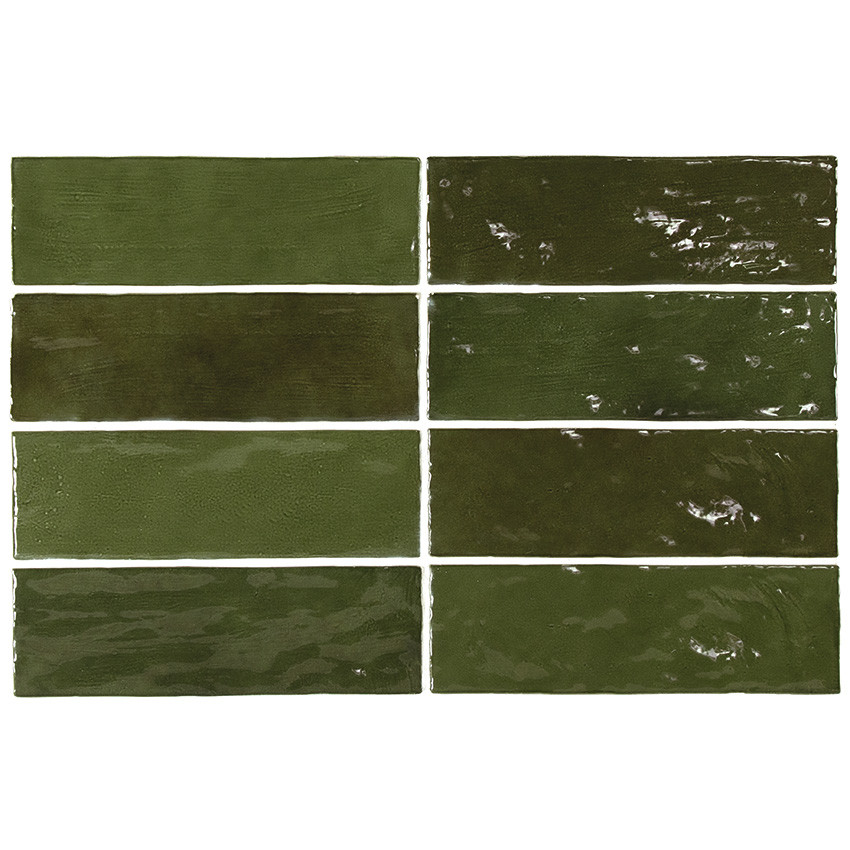 La Riviera Botanical Green Glossy Ceramic 2.5x8 - Tiles Direct Store