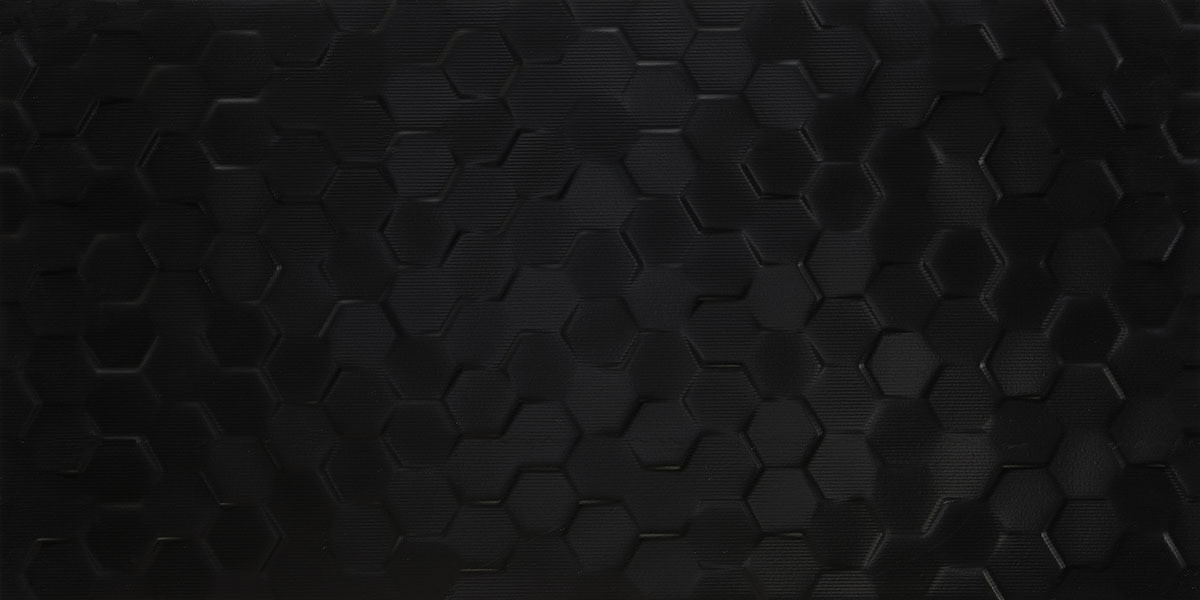 Multitude Domino Black Hexagon Satin Ceramic 12x24 - Tiles Direct