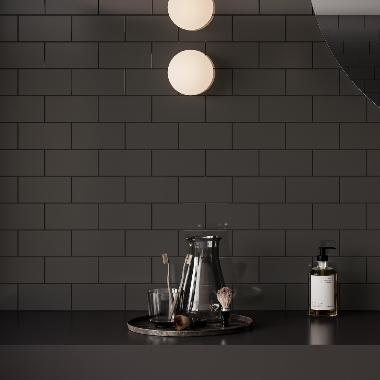 そーほ」 Soho Retro Black Matte Glazed Porcelain Hexagon Mosaic 2