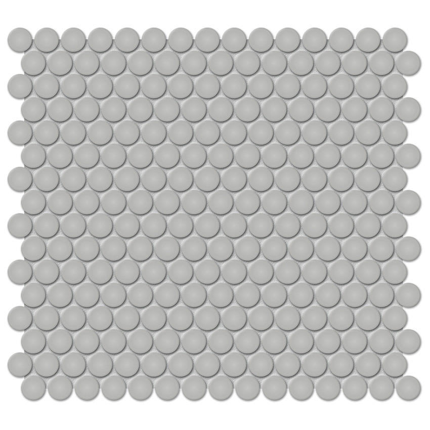pii53【ソーホーグレー】 Soho Loft Grey Glossy Glazed Porcelain Penny Round Mosaic 3/4