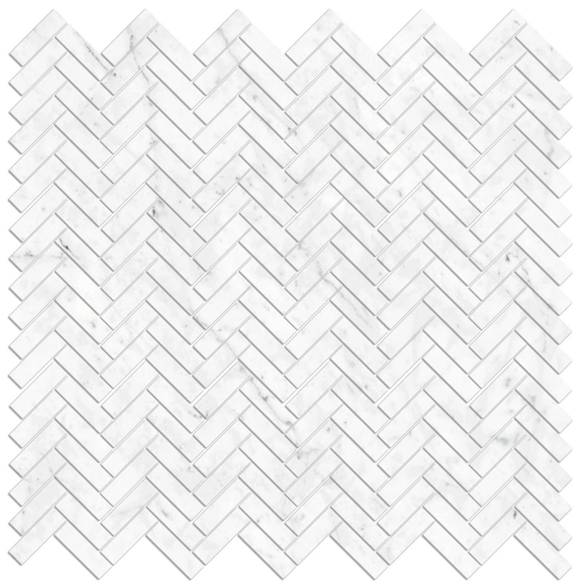 Bianco Carrara Polished Herringbone Mosaic Tiles Direct Store