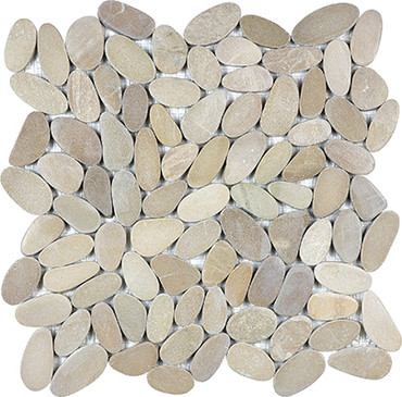 Driftwood Tan Flat Pebble Mosaics 12x12