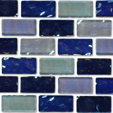 Shimmer Bermuda Blend 1x2 Glass Mosaic 12x12 (SH-1291)