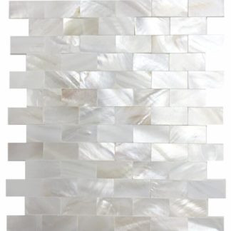 Mother of Pearl Super White Pearl Mini Brick Mosaic Tight Joint 3/8x7/8 on 12x12 Sheet (PWT02-1020)