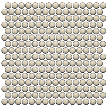 CC Mosaics Plus+ Cream Bright Penny Round Mosaic 12x12 (UFCC126-12M)