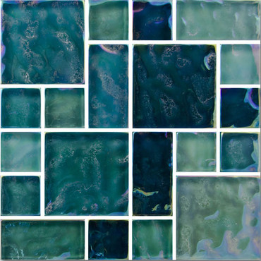 Shimmer Aquamarine Blend Mixed Glass Mosaic 12x12 (SH-894)