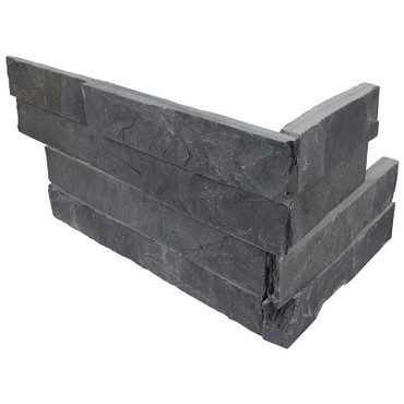 Rockmount Stacked Stone Premium Black Slate Splitface "L" Corner 6x12x6 (6 PCS) (LPNLSPREBLK618COR)