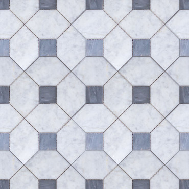 Manhattan Carrara Square & Bardiglio Dot Honed Mosaic (MB156)