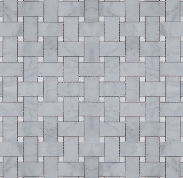 Manhattan Carrara with Thassos Dot Polished Basketweave Mosaic (MBW113)