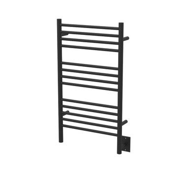 Jeeves C Straight Matte Black Heated Towel Rack