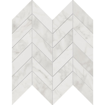 Velvet White Matte Porcelain Chevron Mosaic 12x12 Sheet (NA88)